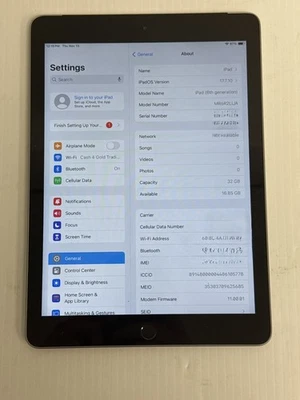 Apple iPad (6th Generation) A1954 32GB Wifi + Cellular | Gray UNLOCKED - Image 1 of 4