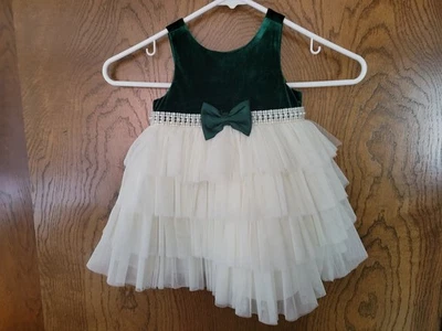 Vestido de vacaciones de terciopelo con estrás de princesa americana sin mangas talla 24 meses Foto 1 de 4