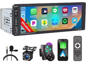 Wireless Single Din Car Stereo with Apple Carplay,IPS Touch Screen Car Radio ... - Picture 1 of 7
