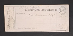 1872 Portland Bangor & Machias Steamboat Steamer Lewiston to Pope Bros. Quittung - Bild 1 von 4