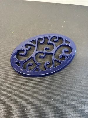 E1 Hierro Fundido Remolino Ovalado Remache Azul Esmalte Plato Caliente Otoño Cocina Pt9 Foto 1 de 4