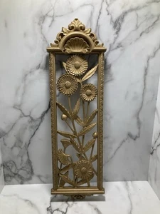 Vintage 1970 Syroco Four Seasons MCM Wall Art Decor Gold Floral - Picture 1 of 9