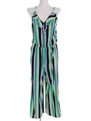 ✨ VINTAGE Hosen-Overall für Damen Grün 42 Ärmellos Viskose 100% ✨ - Bild 1 von 4