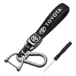 For Toyota Luxury Leather Keychain Keyring Logo Car Key Ring - Picture 1 of 6