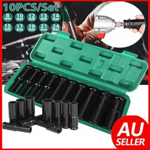 10Pcs 10-24Mm 1/2 inch Drive Deep Impact Socket Set Heavy Metric Garage Tool AU - Picture 1 of 14
