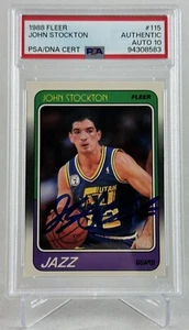 JOHN STOCKTON SIGNED AUTOGRAPHED 1988 FLEER #115 RC ROOKIE PSA/DNA GEM 10 AUTO - Picture 1 of 2