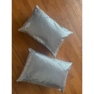Calvin Klein perforated silver Faux Leather pillows set of 2 - Picture 1 of 3
