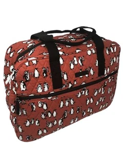 Vera Bradley Medium Traveler Bag Playful Penguins Red Scarves Duffel New $118 - Picture 1 of 5