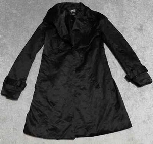B. Moss Trench Coat Women's Small Black Single Breasted Snap Long Sleeve - Picture 1 of 8