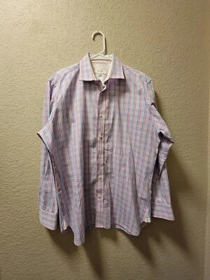 Ted Baker Endurance Hombres Manga Larga Abotonada Rosa Y Azul Cuadros Talla 16 32/33 Foto 1 de 4