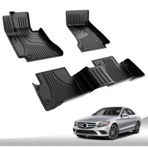 Floor Mats Cover Compatible Durable Easy To Clean for Benz C-Class 2015-21 Black - Photo 1/7