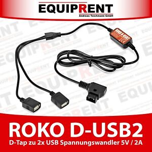 ROKO D-USB2 D-Tap zu 2x USB Spannungswandler Stecker Adapter 5V / 2A (EQR69)