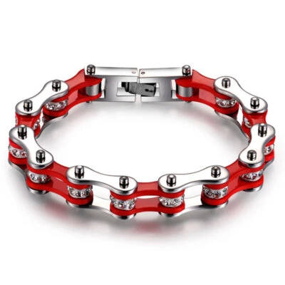 Ladies Bracelets Punk  Red Biker Bicycle Motorcycle Chain Bracelets For Women - Image 1 of 4
