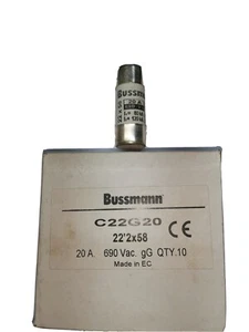 1 X NEW Bussmann C22G20 Cylindrical Fuse 690 Vac 20 Amp 22x58mm - Picture 1 of 3