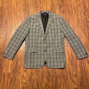 American Rag Mens Blazer Size L Grey Plaid Suit Piece Professional Business - Picture 1 of 15