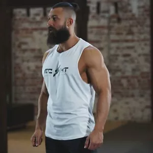 Canotta canottiera uomo palestra muscoli bodybuilding fitness cotone sport allenamento - Foto 1 di 5
