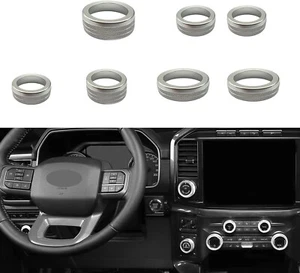 7PCS Silver Aluminum A/C Control Knob Ring Button Trim Cover Fits 21-25 F150 - Picture 1 of 5