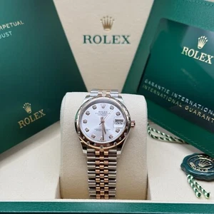 Rolex Datejust 31 NEW 2025 Silver Diamond Dial Two Tone Rose Gold Diamond Bezel - Picture 1 of 8