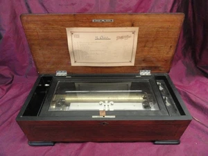 Antike Schweizer Trollbäcker Zylinderrolle Spieluhr Intarsien Holzkoffer 12 Lieder - Bild 1 von 17