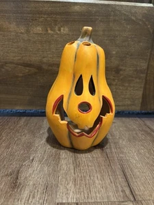 Vintage Keramik Kürbis Jack-O-Laterne Kerzenhalter Halloween - Bild 1 von 5