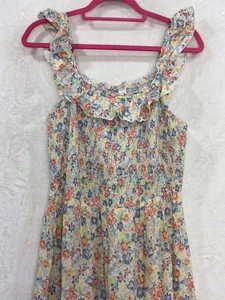 Old Navy Ditzy Floral Maxi Dress M Ruffle Cottage Smocked Tiered Peasant Prairie - Picture 1 of 12
