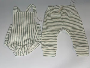 Pehr Set Body Tuta e Pantalone Bambino Cotone Biologico 3 6 Mesi Bianco Verde Righe - Foto 1 di 17