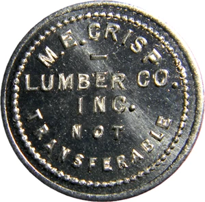 Quinnimont, Virginia Occidental, M.E. Ficha de madera Crisp Lumber Co 1¢ (04318) R-6 - Imagen 1 de 3