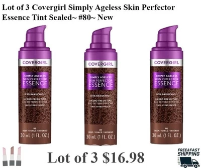 Lot of 3 CoverGirl NEW Simply Ageless Skin Perfector Essence Fresh Tint 80 deep - Image 1 of 4
