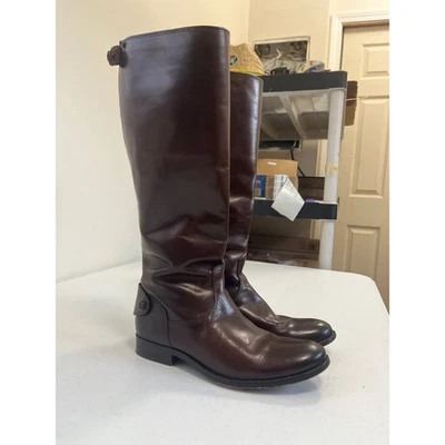 Frye Veronica Boot Brown Leather Knee High Riding Style Zip Boots Women US 8.5 - Image 1 of 4