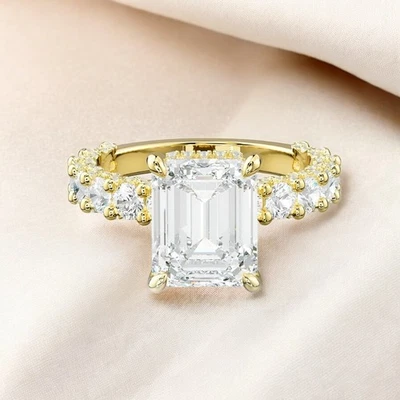 14k Yellow Gold Engagement Ring Semi Mount Setting Emerald Cut 1.50 Ct Diamond - Image 1 of 4