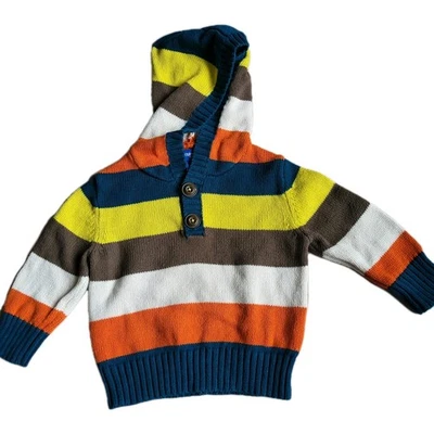 Genuino Niños Fros Osh Kosh Manga Larga con Capucha 2 Botones Multi Rayas Niños 12M Foto 1 de 4