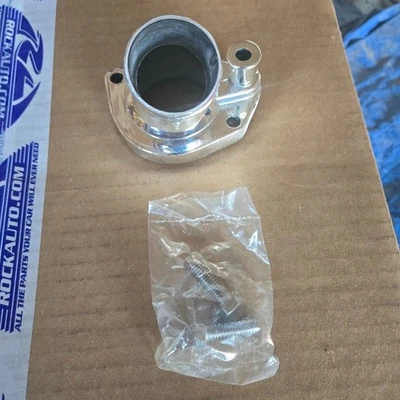 SB Ford Water Neck Thermostat Housing SBF 62-01 260 289 302 351W Mustang Chrome - Image 1 of 3