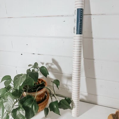 Vintage Ralph Lauren Red Striped Wall Paper | 1 Full Roll 2 Partial - Image 1 of 4