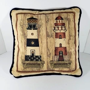 Lighthouse Tapestry Pillow Nautical Decor Throw Pillow 18x18 Inches - Picture 1 of 5