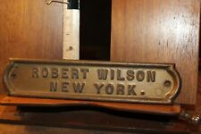Antique Door Mail Slot Plaque Robert Wilson New York 2-3/8" x 11" Steel