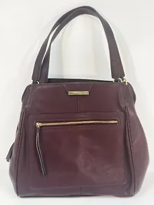 Nine West Just Zip It Large Shoulder Bag (Mahogany) 12" W (Bottom) 11.5" tall - Picture 1 of 20