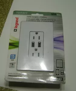 LEGRAND Radiante Resistente alle Manomissioni 2 Uscite USB 3.1A 15 Amp 125V - Foto 1 di 3