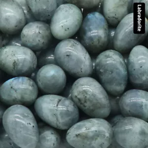100pcs Natural Labradorite Stone Egg Crystal Carved Healing Gem Reiki No Hole - Picture 1 of 6