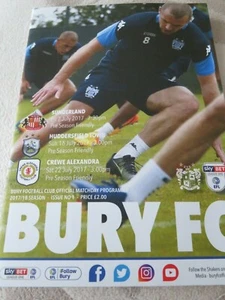 BURY SUNDERLAND HUDDERSFIELD CREWE ALEXANDER 2017 PRE SEASON MATCH PROGRAMME - Picture 1 of 1