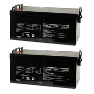 2x Exell 12V 250Ah 8D AGM Battery for Watercrafts Solar Power Storage - Picture 1 of 2