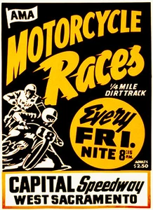 Capital Speedway West Sacramento Motorcycle Races - 1960's - Advertising Poster - Picture 1 of 1