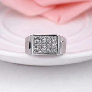 Mens Womens Platinum Plated CZ Crystal Wedding Engagement Band Ring #DR29 - Picture 1 of 7