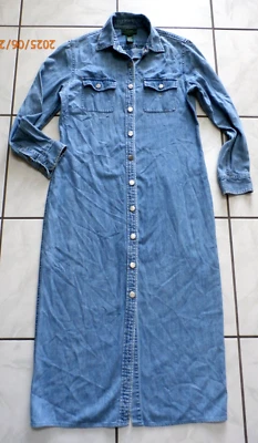 Lauren Ralph Lauren VTG Denim Jean Maxi Dress Denim Long Western Button 8 H190 - Image 1 of 4
