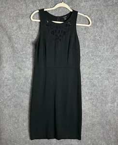Ann Taylor Dress Women's 4 Black Sheath Sleeveless Knee Length Ponte Knit - Picture 1 of 11