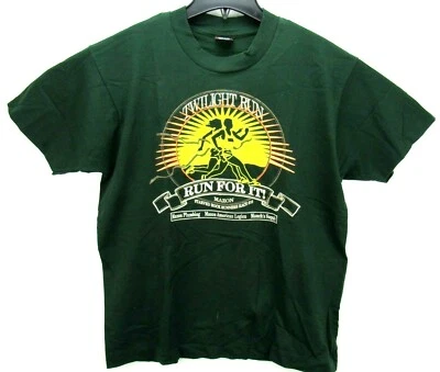 Vintage Runner's Size Large T Shirt Green Single Stitch - Image 1 of 4