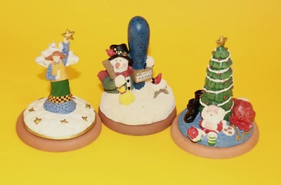Vintage Ceramic Christmas Cookie Stampers Angel Snowman Santa Set of 3 - Image 1 of 4