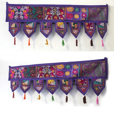 door decorative cotton patchwork toran vintage valance Purple boho masala - Image 1 of 4