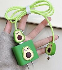 Apple I Phone Charger Cover Avocado Character 5pcs Green Soft Easy Install