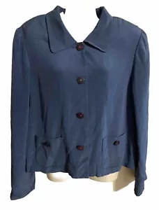 Giacca blazer donna Talbots taglia 12 pura seta verde acqua scuro - Foto 1 di 8