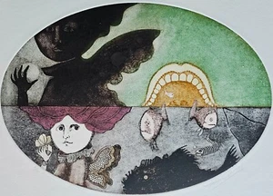 Leticia Tarrago Anuncio para Dentista Etching Hand Signed Mexican Artist art - Picture 1 of 12